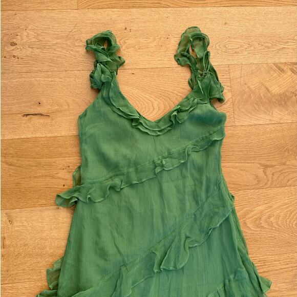 House of Harlow 1960 - Maxime Ruffle Trim Maxi Dress in Green - Picture 2 of 5